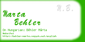 marta behler business card